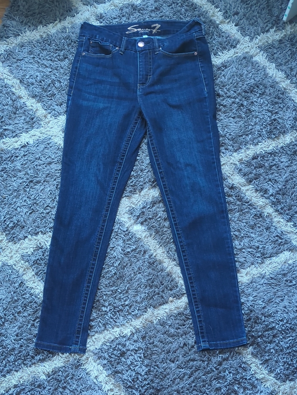 Seven7 Dark Indigo Tummyless High Rise Skinny Jeans Size 8